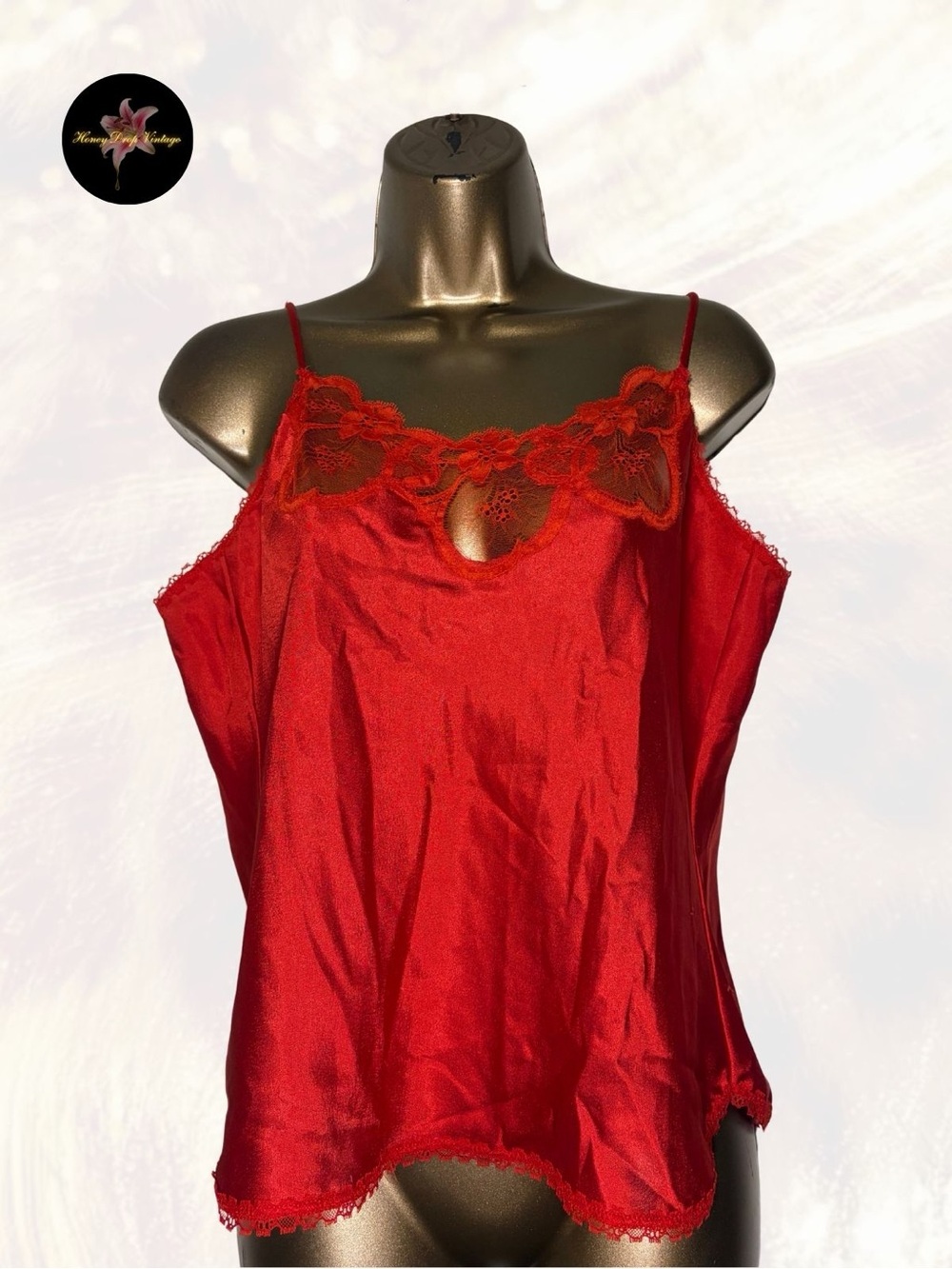 Vintage Warner’s Scarlet Red Satin Lace Cami